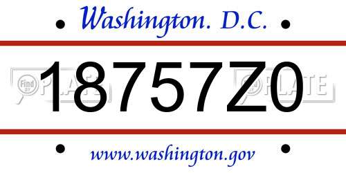 18757Z0 District Of Columbia License Plate