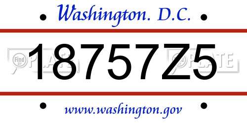 18757Z5 District Of Columbia License Plate