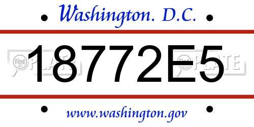 18772E5 District Of Columbia License Plate