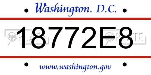 18772E8 District Of Columbia License Plate