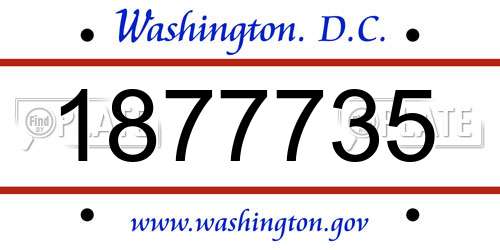 1877735 District Of Columbia License Plate