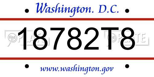 18782T8 District Of Columbia License Plate