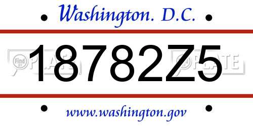 18782Z5 District Of Columbia License Plate