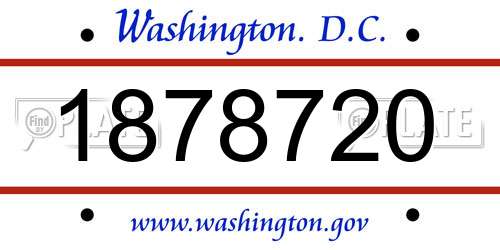 1878720 District Of Columbia License Plate