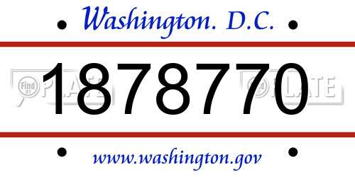 1878770 District Of Columbia License Plate