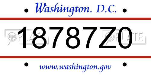 18787Z0 District Of Columbia License Plate