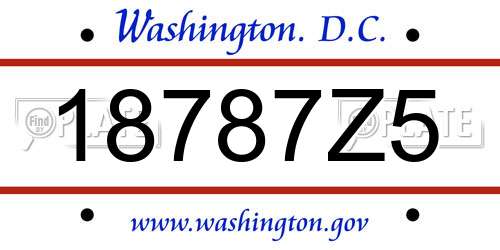 18787Z5 District Of Columbia License Plate
