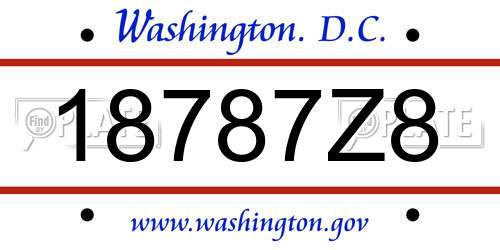 18787Z8 District Of Columbia License Plate