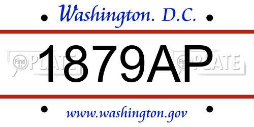 1879AP District Of Columbia License Plate