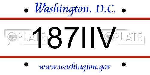 187IIV District Of Columbia License Plate