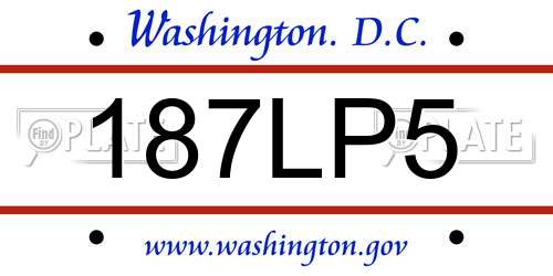 187LP5 District Of Columbia License Plate