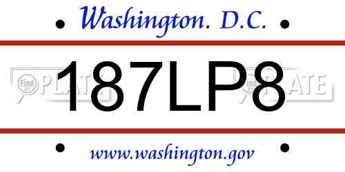187LP8 District Of Columbia License Plate