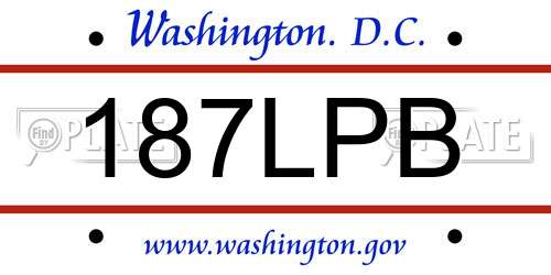 187LPB District Of Columbia License Plate