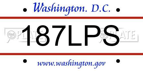187LPS District Of Columbia License Plate