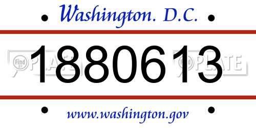 1880613 District Of Columbia License Plate
