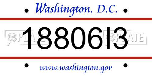 18806I3 District Of Columbia License Plate