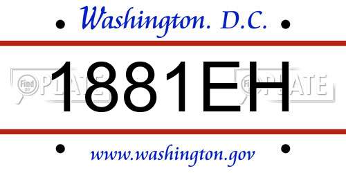 1881EH District Of Columbia License Plate
