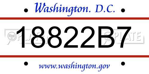 18822B7 District Of Columbia License Plate