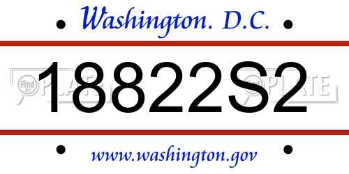 18822S2 District Of Columbia License Plate