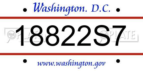 18822S7 District Of Columbia License Plate