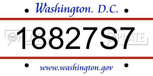 18827S7 District Of Columbia License Plate