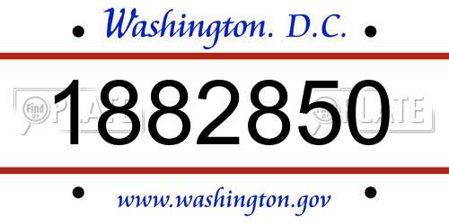 1882850 District Of Columbia License Plate