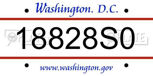 18828S0 District Of Columbia License Plate