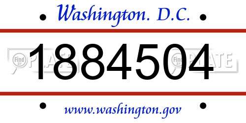 1884504 District Of Columbia License Plate