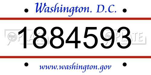 1884593 District Of Columbia License Plate