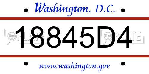 18845D4 District Of Columbia License Plate