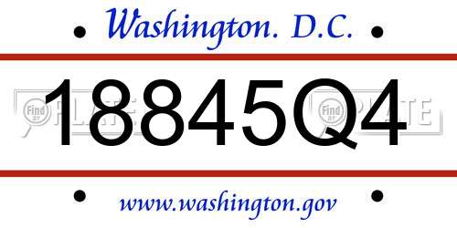 18845Q4 District Of Columbia License Plate