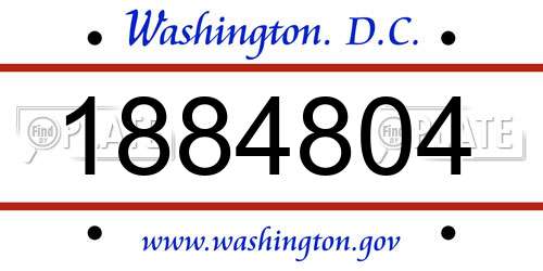 1884804 District Of Columbia License Plate