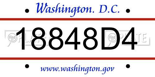 18848D4 District Of Columbia License Plate