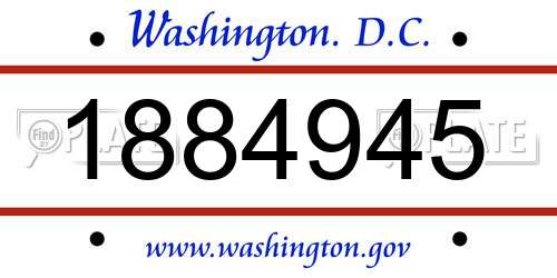 1884945 District Of Columbia License Plate