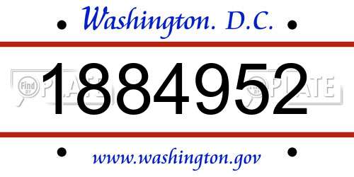 1884952 District Of Columbia License Plate
