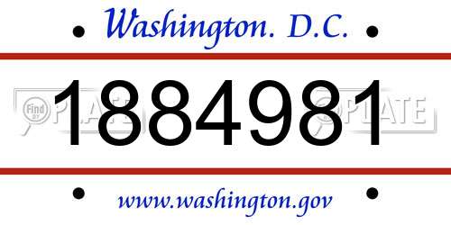 1884981 District Of Columbia License Plate