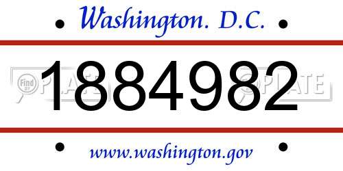 1884982 District Of Columbia License Plate