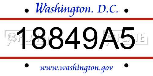 18849A5 District Of Columbia License Plate