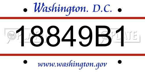 18849B1 District Of Columbia License Plate