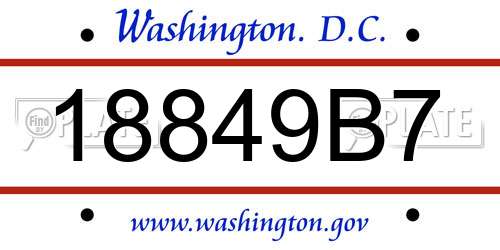18849B7 District Of Columbia License Plate