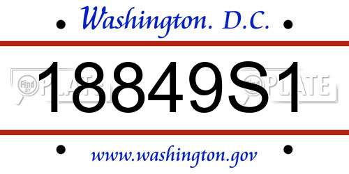 18849S1 District Of Columbia License Plate