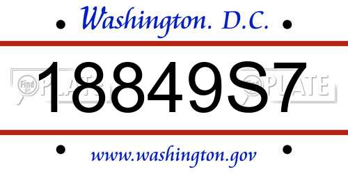 18849S7 District Of Columbia License Plate