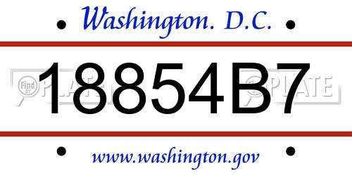 18854B7 District Of Columbia License Plate