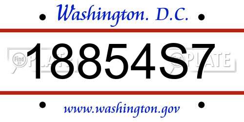 18854S7 District Of Columbia License Plate