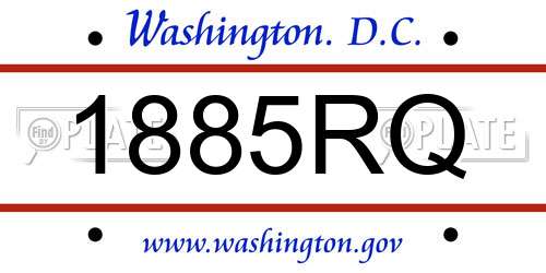 1885RQ District Of Columbia License Plate