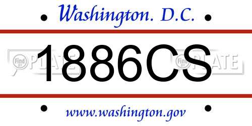 1886CS District Of Columbia License Plate