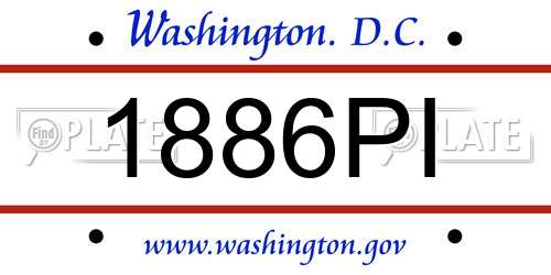 1886PI District Of Columbia License Plate