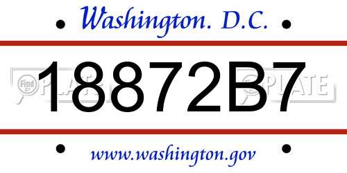 18872B7 District Of Columbia License Plate