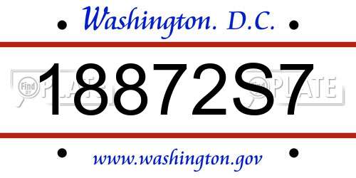 18872S7 District Of Columbia License Plate