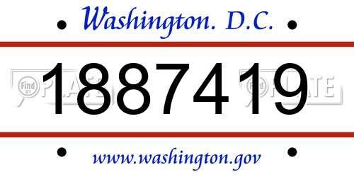1887419 District Of Columbia License Plate